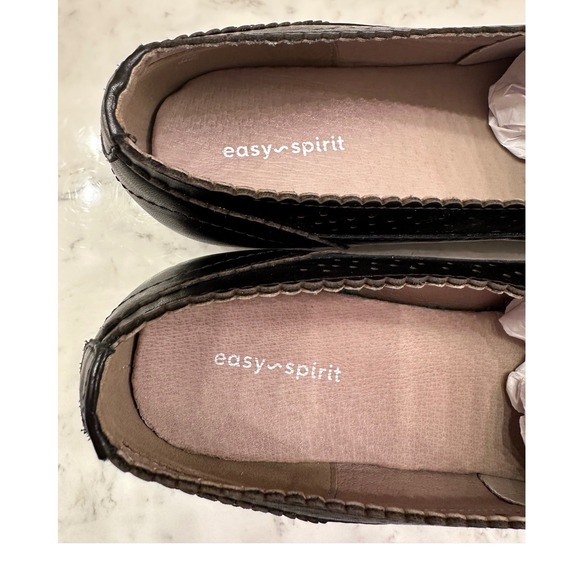 Easy Spirit Womens Duff Round Toe Slip-on Flats 9.5M Black Comfort Leather New - Picture 7 of 11
